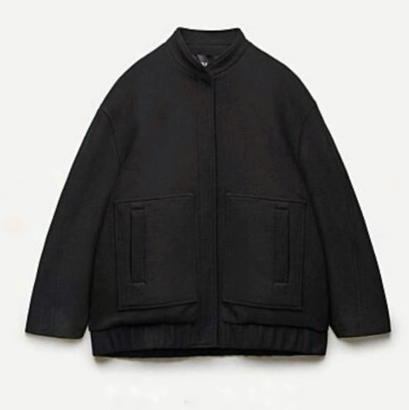 NWT Zara Wool Blend Oversized Bomber Jacket - Picture 3 of 11